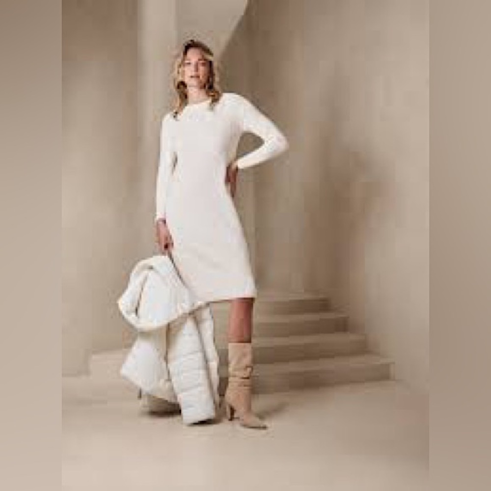 NWT Banana Republic Pointelle Midi Sweater Dress Size Small